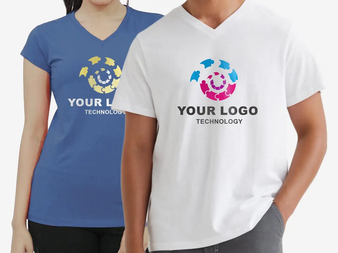 V-Neck--Multicolour-Print-T-shirt